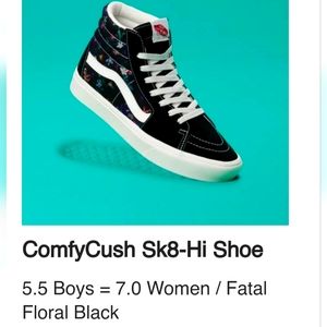 Comfy Cush Sk8-Hi Vans Fatal Floral size 7